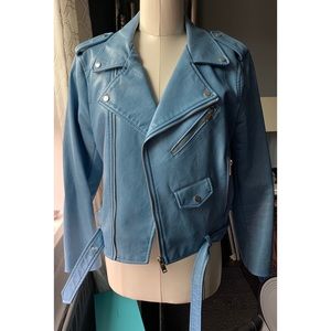 Zara Blue Leather Jacket